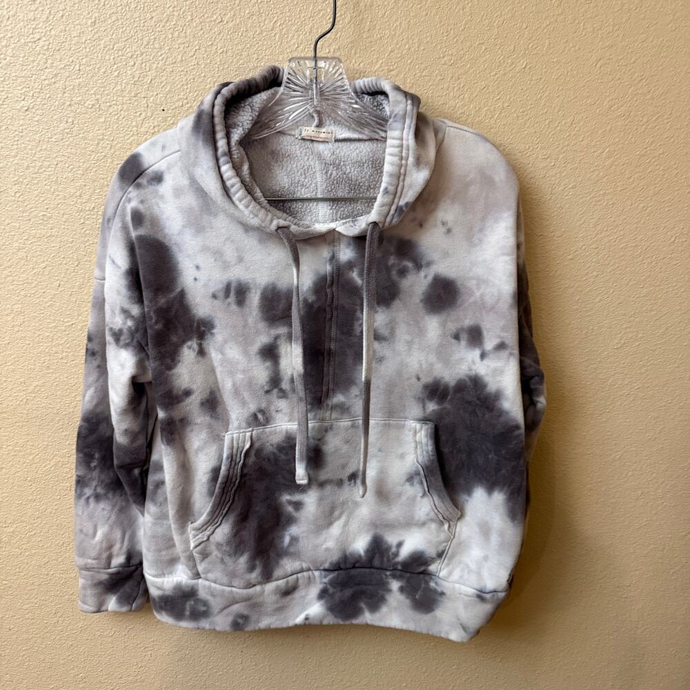 Free People FP Movement "Work It Out" Tie Dye Hoodie black/gray XS